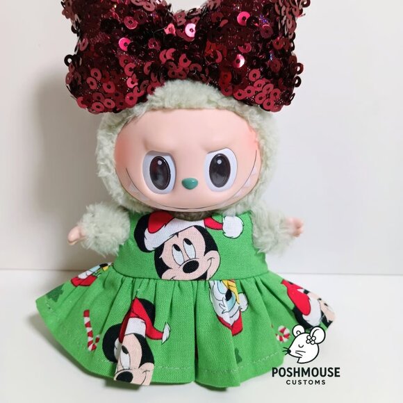 Disney Mickey Holiday Christmas Dress with Sequin Bow Labubu Outfit - Picture 5 of 7